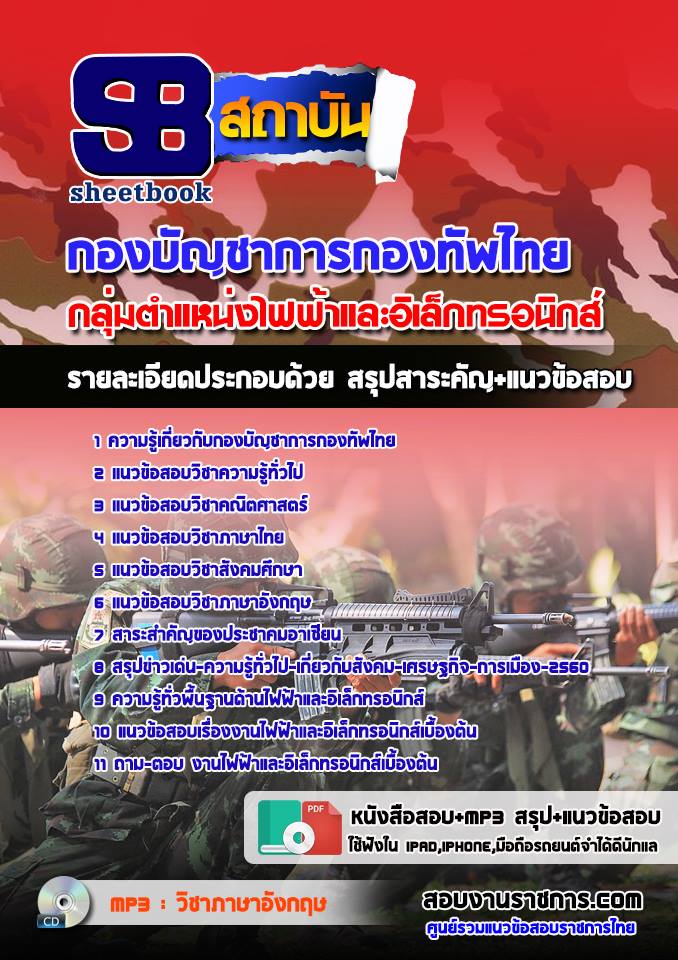 สรุปแนวข้อสอบกลุ่มงานไฟฟ้าและอิเล็กทรอนิกส์ กองบัญชาการกองทัพไทย ล่าสุด
