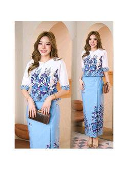 kudapy ชุดผ้าคอตตอนพิมพ์ลายสีสดใส ผ้าปาเต๊ะ ปาใจ ลายสวย ผ้าไม่บางใส ไม่เห็นชั้นใน สีไม่ตก ผ้าไม่ยืดไม่หด อัดกาวทั้งชุด