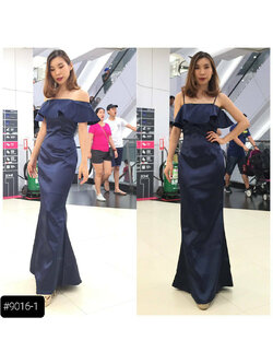 kudapy เดรสยาวสีกรม เปิดไหล่ เดรสหางปลา ใส่ออกงานสวยดูดี