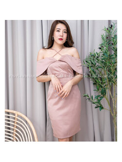 kudapy เดรสสั้นใส่ออกงาน ทรงเปิดไหล่ ดีไซน์สายเดี่ยวไข้วคอ ทรงสวย งานซิบหลัง กระโปรงผ่าหลัง