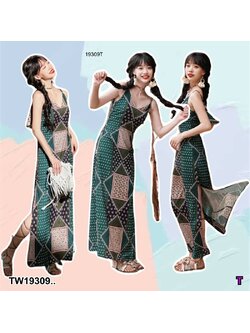 kudapy แม็กซี่เดรสยาวไปทะเล พิมพ์ลายเก๋ๆ ผ้ายืดใส่สบาย