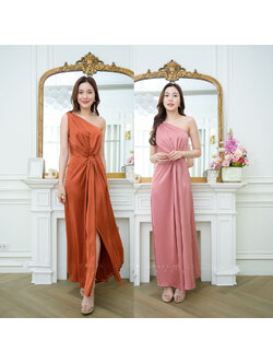 kudapy ชุดราตรีไหล่เบี่ยงรวบเอว แต่งจีบ งานสวยทรงหรูใส่ออกงาน