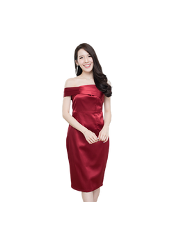kudapy เดรสสั้นเปิดไหล่สีแดง เดรสปาดไหล่ทรงเอเข้ารูป งานสวยมาก งานดูหรูเนื้อผ้าเล่นไฟ ดูแพง มีซับในซิบหลังอย่างดีค่ะ S