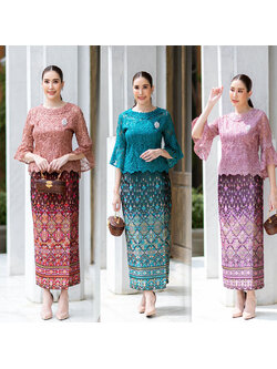 kudapy เสื้อผ้าลูกไม้สีเขียว/สีชมพูเข้ม/สีม่วง เนื้อดีทอลายแน่นทั้งตัว มาพร้อมซับในเนื้อดีในตัว มีซิปหลังสวมใส่ง่าย (เฉพาะเสื้อ)