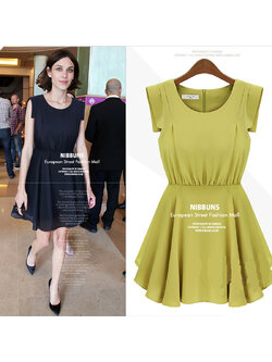 kudapy ชุดเดรสแขนกุดสีเขียวไพร สวยดูดีน่ารัก