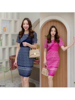 kudapy เดรสลายไทยแต่งระบายคาดอก+กระดุม 3 ชิ้น