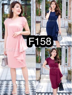 kudapy เดรสสั้นไปงานจับจีบระบายข้าง สีชมพู ,แดงเลือดหมู ,กรมท่า ,เขียวแก่ ,โอวัลติน ผ้าฮานาโกะ แขนสั้นกุด กปสั้นมีระบาย