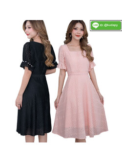 kudapy เดรสสั้นลูกไม้เนื้อดีคอเหลั้ยม แขนจั้มปลาย สีชมพูโอรส สีดำ คัดผ้ามาสวยมากคะ ผ้าเนื้อดีไม่เป็นขุย ไม่ย่นผ้าทอลายแน่นสวยและมีน้ำหนัก ลายชัด เนื้อนิ่มใส่สบายด้วยน๊า ดีไซน์ก็สวยหวานน่ารักมากๆค่ะ