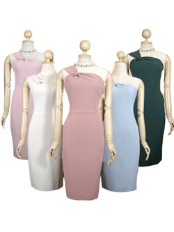 kudapy ชุดไปงาน เดรสสั้นไหล่เดี่ยว เดรสไหล่เฉียงข้างสีชมพู,สีครีม,สีฟ้าพาสเทล ใส่งานแต่งในโบสถ์ งานบุญ งานบวช ได้หมดจ้า