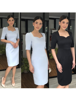 kudapy เดรสสั้นสีฟ้า/สีดำ เรียบหรูตามสไตล์สาว มีดีเทลคว้านคอเป็นรูปหัวใจ ให้ลุคสวยหวานชวนมอง