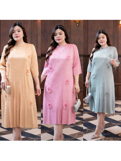 kudapy เดรสยาว อัดพลีท คอปก(พลีทไม่แตก)ตรงชุดคอตอกมุกอย่างดี