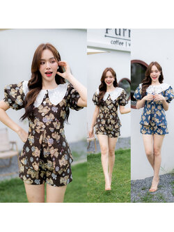 kudapy เซตเสื้อ+กางเกงลายหมีขาสั้น สุดคิ้วท์สุดปังใส่ไปเที่ยว ซิปซ่อนด้านหลัง