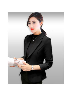 kudapy เสื้อสูทผู้หญิงแขนยาวสีดำแบบเรียบหรู