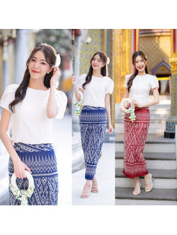 kudapy ชุดเซ็ทเสื้อ+กระโปรงลายไทยลิซ่า ใส่สบายสวยดูดี