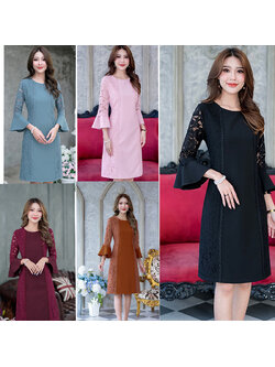 kudapy เดรสสั้นสีน้ำตาล/สีชมพู/สีดำ/สีเทาอมฟ้า/สีแดงเลือดหมู ดีเทลชุดนี้สวยเรียบหรูมากๆค่ะ แต่งลูกไม้ด้านข้างตัวเดรสและแต่งคาดด้วยลูกไม้เส้นลายดอกไม้จนถึงปลายกระโปรง