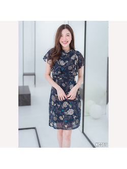 kudapy เดรสสั้นสีกรม ลายดอกผ้าโพลีเกรดเอ เนื้อนิ้ม แต่งระบายที่แขนด้วยผ้าทรงเข้ารูปพอดีตัวนะคะ มีซับใน