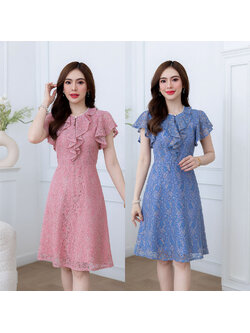 kudapy เดรสสั้นสีชมพู/สีม่วง ลูกไม้ทูโทน สวยหวานดูดี ชุดนี้แนะนำเลยค่ะ มีดีเทลแต่งมุกรอบคอ แต่งด้วยระบายช่วงอกสวยเก๋