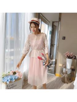 kudapy ชุดset เสื้อและเดรสสีชมพูนู้ด