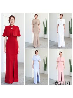 kudapy เดรสยาวตรุษจีนทันสมัย แต่งปกสวย สีขาว,ฟ้า, แดง, น้ำตาล, ชมพู