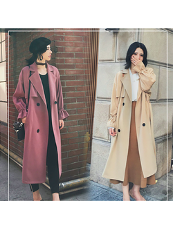 kudapy เสื้อโค้ทสีชมพู/สีครีม เน้นใส่คลุมสไตล์เกาหลี เหมาะกับอากาศไม่หนาวมาก 15 ขึ้นไป กำลังสวยจ้า