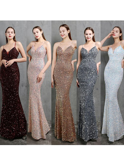 kudapy เดรสยาวสีเทาเข้ม/สีเบจทอง/สีแดงเบอร์กันดี/สีชมพู/สีขาว ออกงาน สายเดี่ยวเนื้อผ้าปักเลื่อมเกล็ดทั้งตัว เนื้อผ้ายืดเข้ารูปตามตัวใส่สวย เรียบหรู