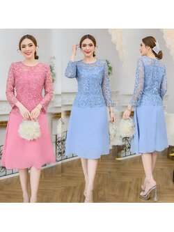 kudapy เดรสลูกไม้ เนื้อผ้าดีสวยงามตัวเสื้อใช้ลูกไม้คัดเกรดอย่างดีเนื้อเงาทอลาย กระโปรงเป็นผ้าชีฟอง