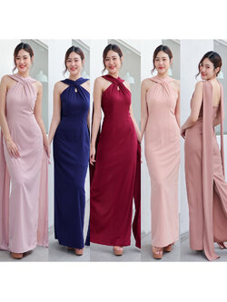 kudapy ชุดราตรีสุดแกลม ทรงเข้ารูป สายไขว่หน้าคล้องคอ ทิ้งชายยาว มีสายเดี่ยวจิ๋ว