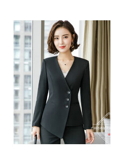 kudapy เสื้อสูทแฟชั่น เสื้อสูทผู้หญิง พร้อมส่ง สีดำ คอวี แขนยาว กระดุมหน้า 3 เม็ด แต่งปลายเฉลียง เก๋ๆ