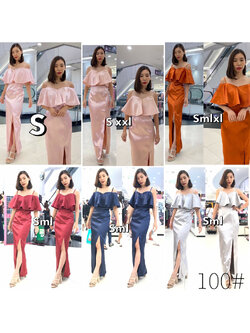 kudapy เดรสยาวออกงาน สายเดี่ยว เปิดบ่าระบาย พรางอก จะสาวอกเล็กหรืออกใหญ่ใส่สวย กระโปรงผ่าหน้า เนื้อผ้าดัขเชสอัดกาว สวยเงา วาวอยู่ทรง