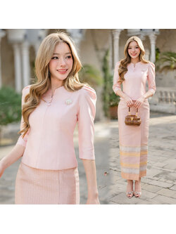 kudapy ผ้าถุงสำเร็จรูป ผ้าถุงแพรวากาฬสินธ์ ผ้าถุงทอลาย เกรดพรีเมี่ยมอัดกาว ซิปหลัง เย็บแบบ ทบผ้า ไม่เห็นหน้าขา (เฉพาะผ้าถุง)