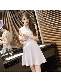 kudapy เดรสสั้นสีเทา เสื้อผ้าลุกไม้กระโปรงผ้าโพลีเอสเตอร์เนื้อหนา ทรงเอ สวยเก๋