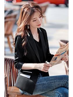 เสื้อสูทผู้หญิงสีดำแต่งขลิบสีขาวสไตล์สวยหรู 2xl