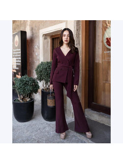 kudapy ชุดเซทสีแดง เสื้อสูท+กางเกงขายาว ตัดเย็บอย่างดี เนื้อผ้าอัดกาวทั้งชุด ทรงใส่ออกหรูมาก