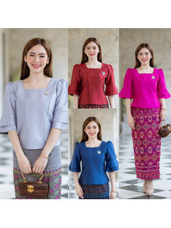 kudapy เสื้อสีแดง/สีเทา/สีกรม/สีชมพู ผ้าไหม4เส้น ทุกสีใส่แล้วขับผิวดูดี เนื้อผ้าทอ เนื้อเบาสบาย ใส่สบายผิว มีลายเส้นในตัว ใส่คู่กับ ผ้าไทยลายแพรวา หรือ ผ้าลายกวินตาทอสอดดิ้นหรูหรา