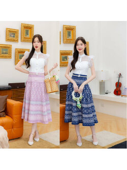 kudapy เดรสสั้นสีชมพู/สีกรม ผ้าลูกไม้ผ้าไทยกระดุมหลอก เสื้อลูกไม้สวยดูดี