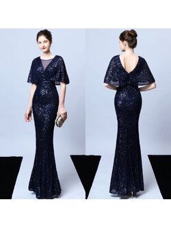 kudapy ชุดราตรียาวกริสเตอร์สีน้พเงินกรมท่า ผ้ายืดตามตัว ใส่สวยตามแบบ100% จร้า ใส่ออกงานเว้าวสุดๆไปเลยค่ะ