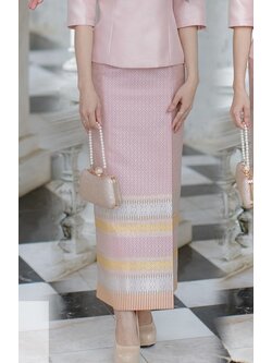 kudapy ผ้าถุงไหมล้านนาลำพูน งานตัดพรีเมี่ยม ทบหน้า มีซับใน ซิบหลัง