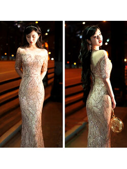 kudapy ชุดราตรียาวสรครีมทองประกายเพชร ทรงหางปลา หรูหราไฮโซค่ะ