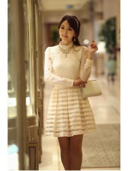 kudapy กระโปรงผ้า Organza สีครีม ทรงเอ ซิบด้านหลัง มีซับใน จับจีบรอบตัว