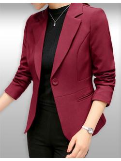 เสื้อสูทผู้หญิงแขนยาวสีไวน์แดง