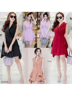 kudapy เดรสสูท แขนกุด ติดกระดุมหน้าแกะออกได้จริง งานผ้าซาร่าอย่างดี เอวไม่สม็อค ดีเทลแต่งระบาย 2 ข้าง