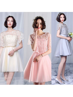 kudapy ชุดราตรีสั้นผ้าซาตินสีชมพูโอรส/สีม่วง/สีครีม ชุดเดรสเกาะอก+ผ้าคลุมลายดอก ทรงสวยมากๆ