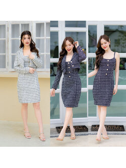 kudapy เซตเดรสสายเดี่ยว + เสื้อคลุมผ้าสีขาว/สีดำ ใส่ได้สองแบบ สาวแฟชั่นพลาดไม่ได้เลยน้ารุ่นนี้ เพราะงานดี