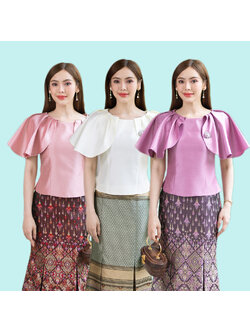 kudapy เสื้อผ้าไหม4เส้นสีขาว/สีม่วง/สีชมพู ทุกสีใส่แล้วขับผิว ดูดีมีออร่า เนื้อผ้าทอ เนื้อเบาสบาย ใส่สบายผิว มีลายเส้นในตัว ใส่คู่กับ ผ้าไทยลายแพรวา (เฉพาะเสื้อ)