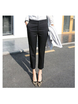 kudapy กางเกงสแล็คสีดำขายาวผู้หญิง