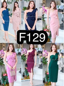 kudapy เดรสสั้นเกาะอกไหล่เฉียงระบายไหล่ 1 ข้าง ผ้าฮานาโกะ กปสั้น สีชมพูเผือก,กรมท่า,โอวัลติน,เขียวแก่,ฟ้าเข้ม,แดงเลือดหมู