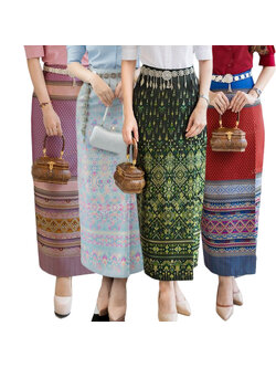 kudapy ผ้าถุงทอลายสีแดง สีฟ้า สีเขียว สีชมพู ใส่ไปงาน ผ้าถุงผ้าไทยทอลาย งานสวยเข้าทรงใส่บายได้ทุกงานจร้า