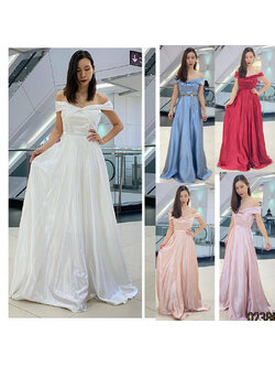 kudapy เดรสยาวสีขาว แดง โรสโกลด์ พิ้งโกลด์ ฟ้า อกทวิต พรางแขน พรางสะโพก เปิดบ่าโชว์ไหล่นิดๆ ใส่แล้วดูเพรียว ซิปหลัง ใส่ง่าย ใส่ออกงานสวยดูดี