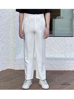 kudapy กางเกงทรงกระบอกตรงสีขาว Classic เอวสูง กำลังเป็นที่นิมยมมาก ผ้านิ่ม ผ้าเด้งมาก ใส่สบายสุดสุด ตัดเย็บดี ทรงสวยมาก