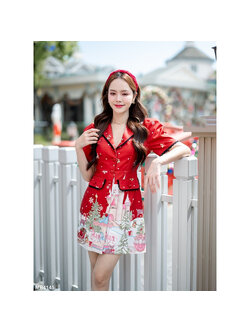 kudapy เดรสสั้นสีแดง collection คริสมาตส์ 3 คอปกใส่สวยดูดีน่ารัก